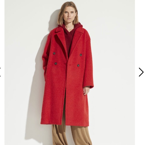 Vince Red Alpaca Statement Coat 